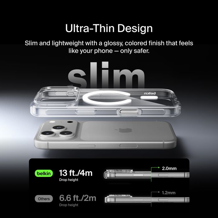 BELKIN IPHONE 17 PRO SHEER FORCE CLEAR SERIES MEGSAFE CASE MSA031HQCL thumbnail 3