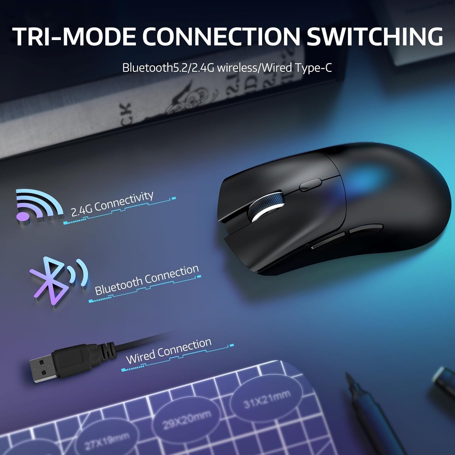 ATTACK SHARK R1 SUPERLIGHT WIRELESS GAMING MOUSE BLACK thumbnail 3
