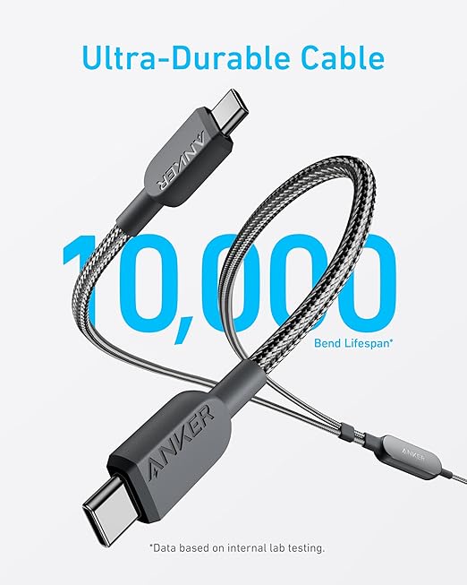 ANKER 2 IN 1 USB C TO USB C 140W 4FT CABLE BLACK A8895H11 thumbnail 5