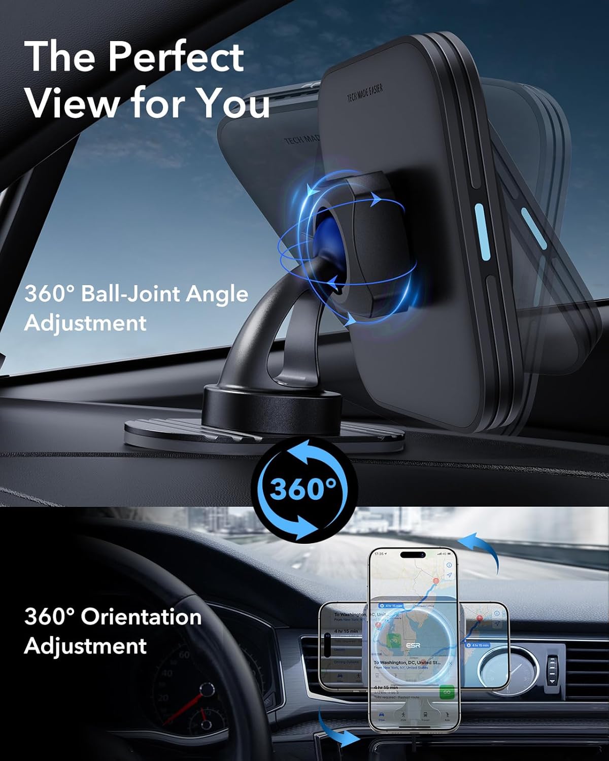 ESR QI2 WIRELESS CAR CHARGER BLACK thumbnail 8