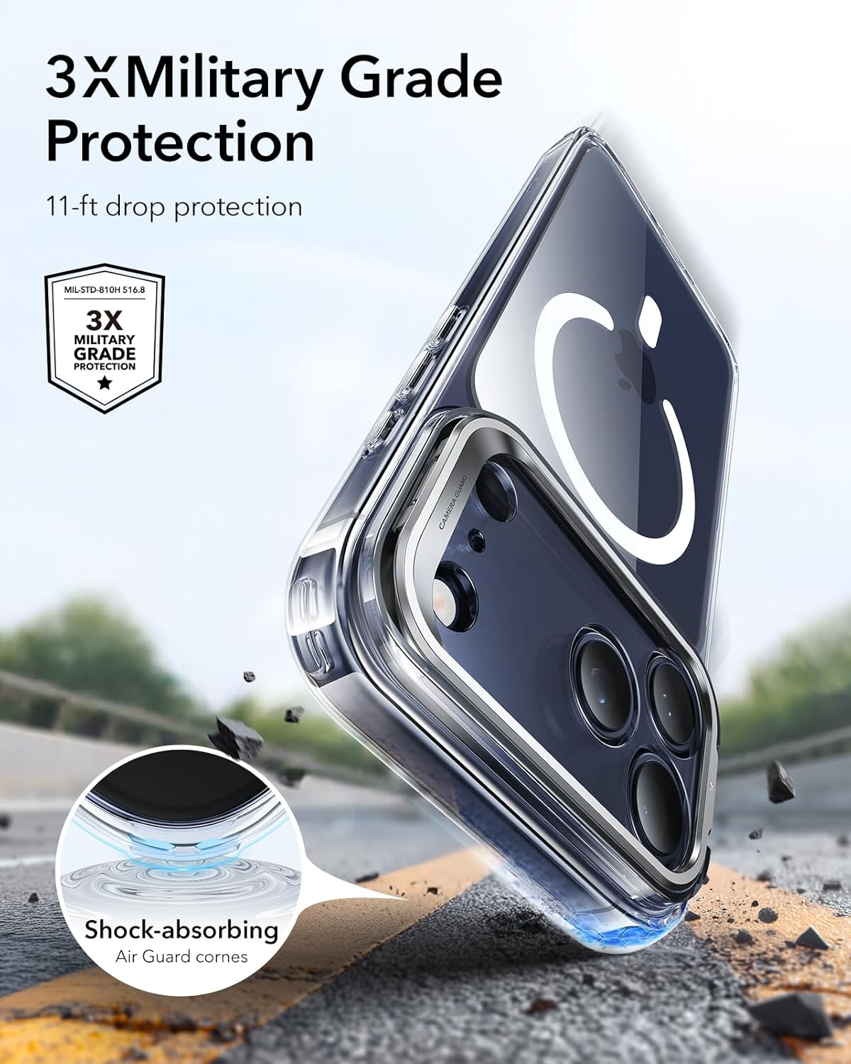 ESR CLASSIC HYBRID MAGNETIC CASE CAM CONTROL COMPATIBLE WITH IPHONE 17 PRO MAX CLEAR BLACK thumbnail 5