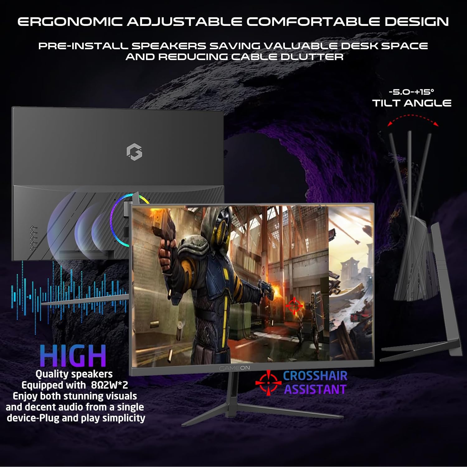 GAMEON 27 INCH FHD 180HZ 0.5MS VA PANEL CURVED GAMING MONITOR GOC27F180VA thumbnail 7