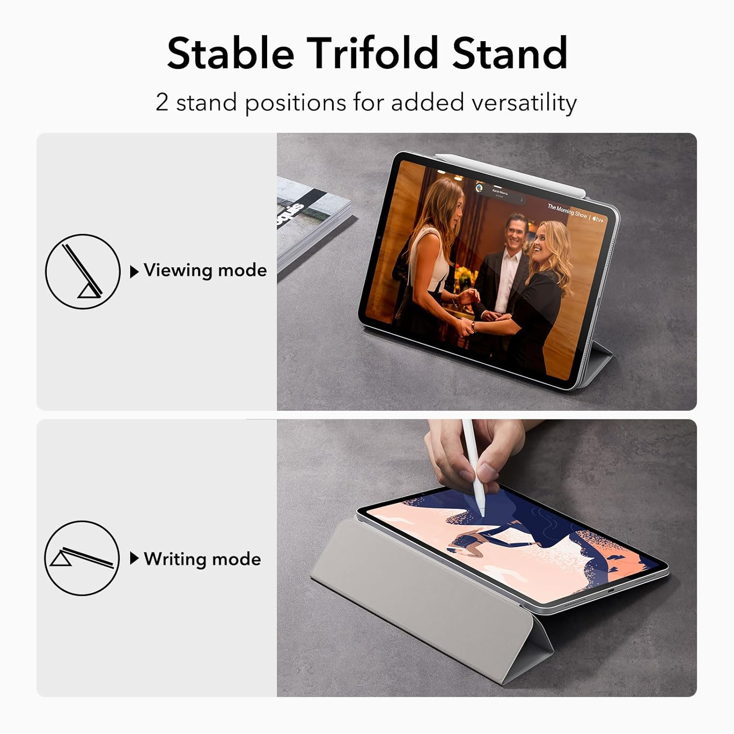 ESR REBOUND MAGNETIC CASE COMPATIBLE WITH IPAD AIR 13 INCH PRO 12.9 (6TH/5TH/4TH GEN) GRAY thumbnail 4