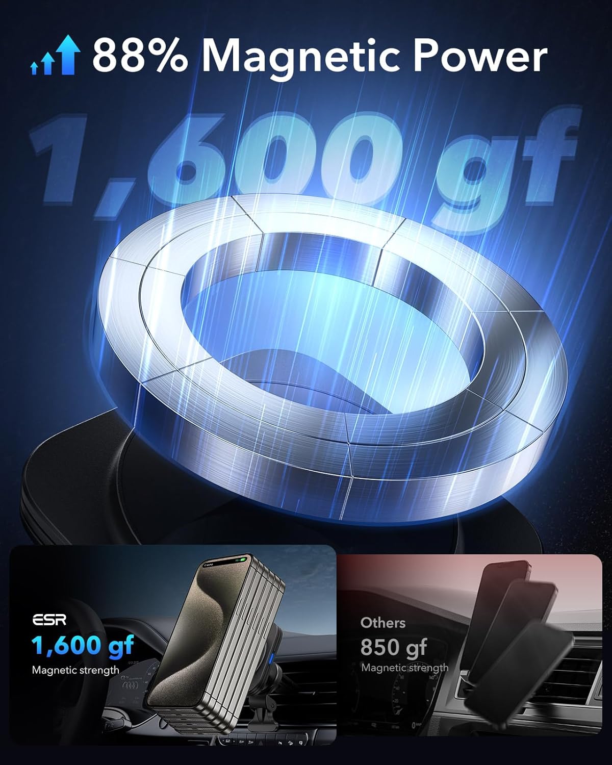 ESR QI2 WIRELESS CAR CHARGER BLACK thumbnail 4