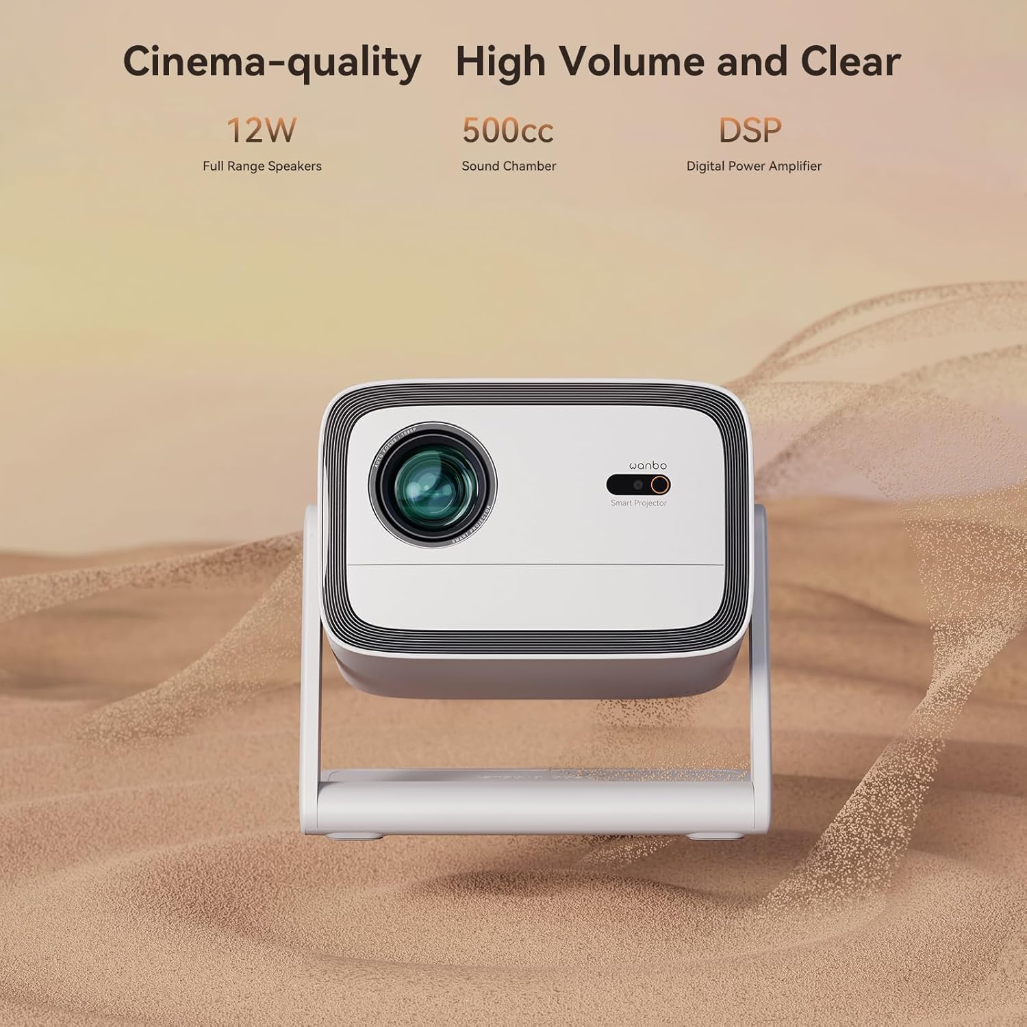 WANBO VALI 1 PRO  200 GIMBAL PROJECTOR WITH 900 ANSI 1080P AND ANDROID TV 11 WHITE thumbnail 5