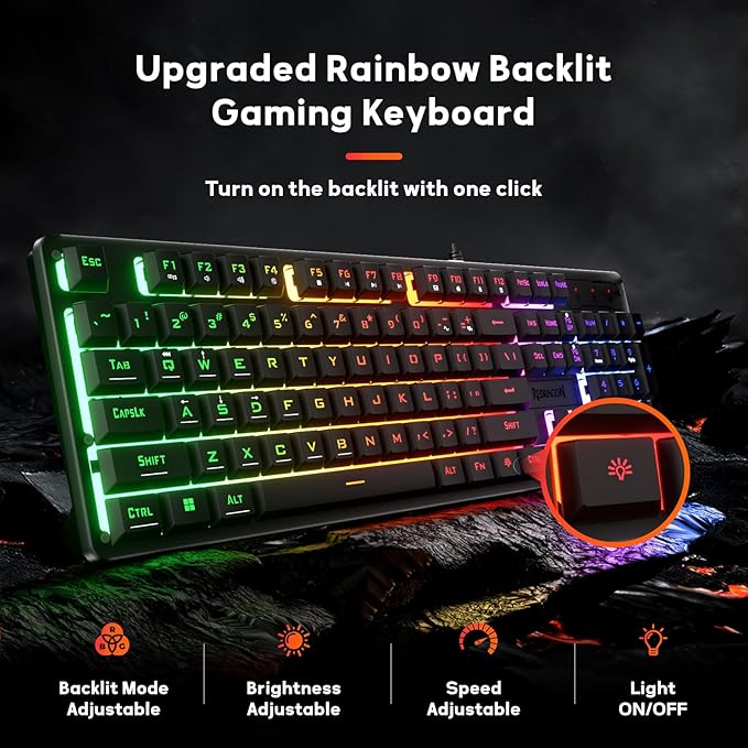 REDRAGON NETHERBANE RGB WIRED GAMING MEMBRANE KEYBOARD BLACK K521-RGB thumbnail 2