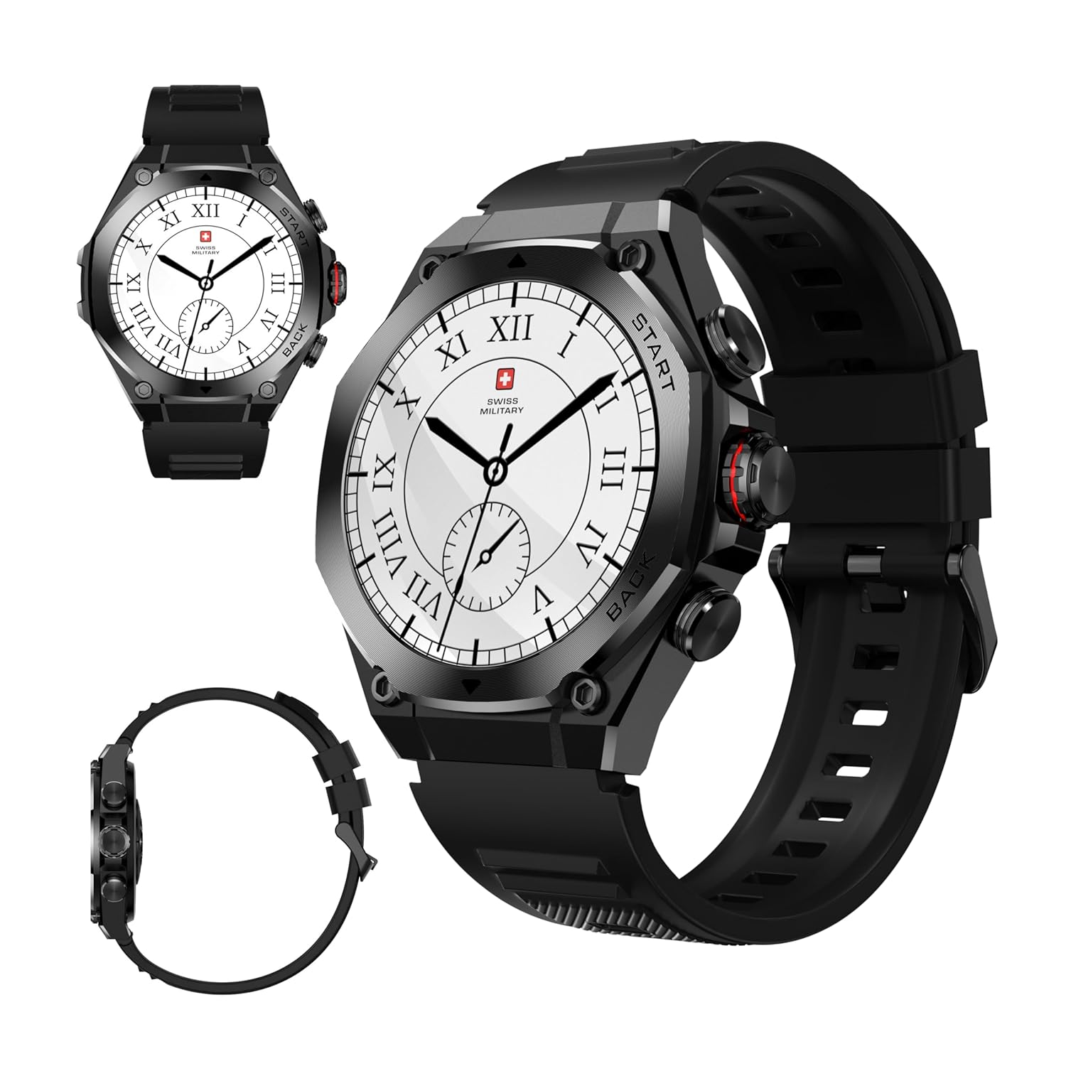 SWISS MILITARY DOM 6 WATCH WITH STAINLESS STEEL STRAP BLACK SM-WCH-DOM6-BLKSS thumbnail 3