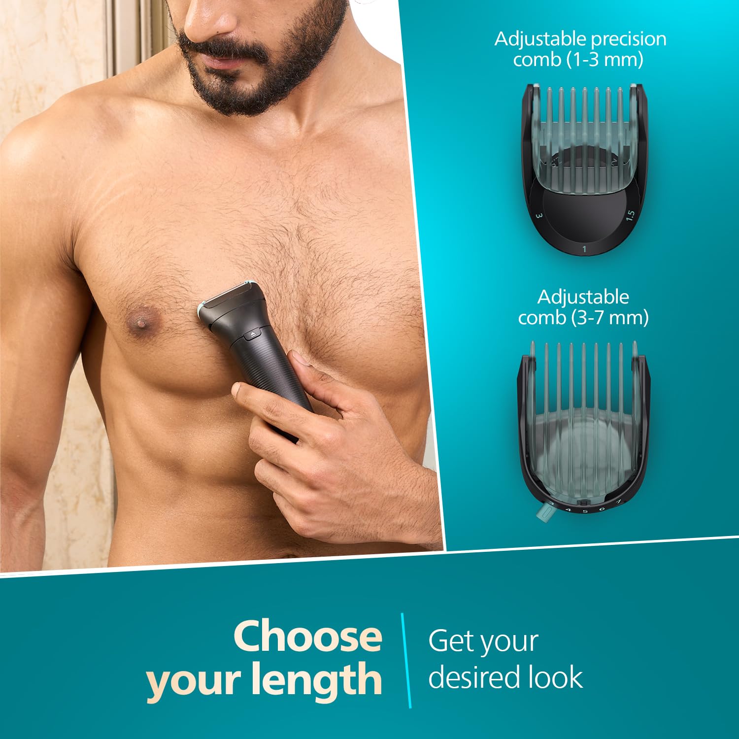 PHILIPS BODYGROOMER 7000 SERIES 2D FLEXING HEAD SHAVER BLACK BG747015 thumbnail 5