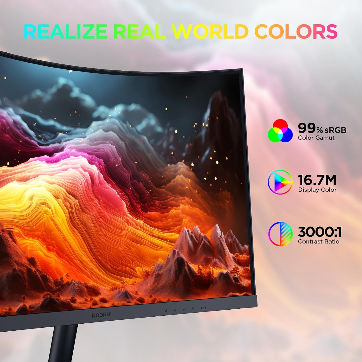 KOORUI 24-INCH FHD 1920X1080 75HZ CURVED GAMING MONITOR BLACK 24N5CA thumbnail 3