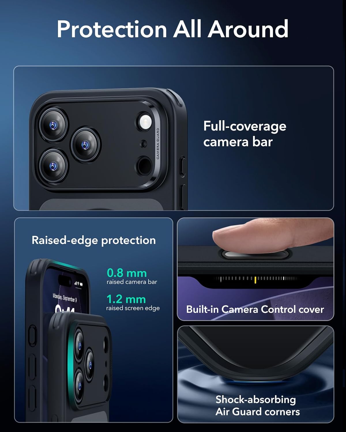 ESR CLASSIC HYBRID MAGNETIC CASE CAM CONTROL COMPATIBLE WITH IPHONE 17 PRO CLEAR BLACK thumbnail 3