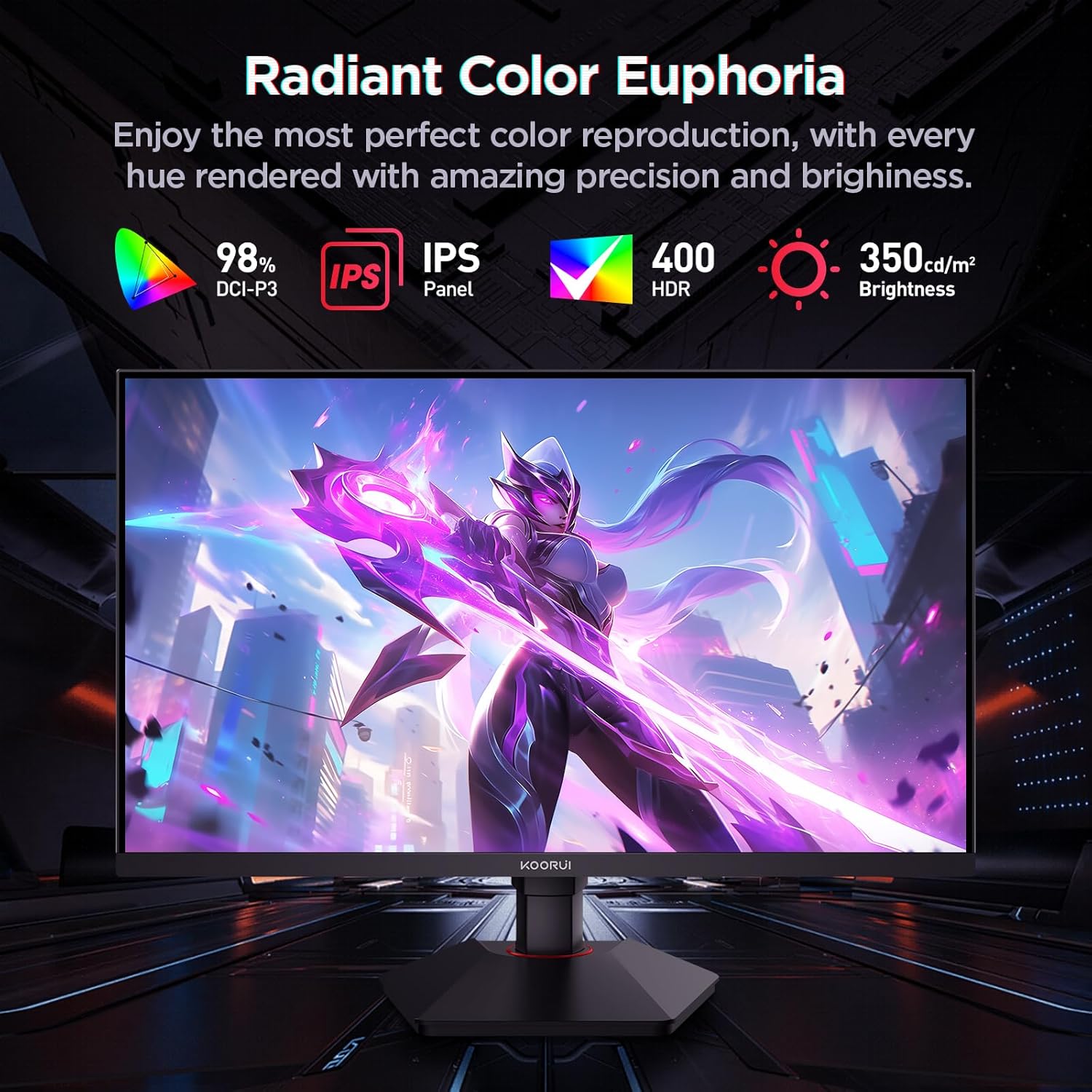 KOORUI 27-INCH QHD 2560X1440 320HZ 1MS IPS PANEL GAMING MONITOR G2721E thumbnail 6