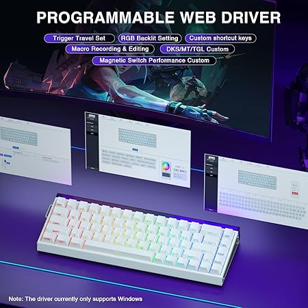 AULA 68 KEYS RGB 65% WIRED MECHANICAL GAMING KEYBOARD  METEOR SWITCH WHT-GRY-BL HERO68HE thumbnail 5