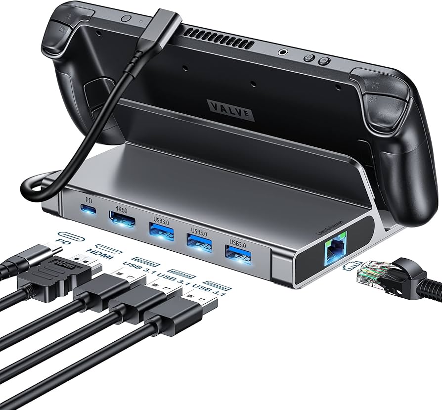 DOCKING STATION COMPATIBLE WITH STEAM DECK WITH PD+HDMI+USB 3.0 ETHERNET HC-86E