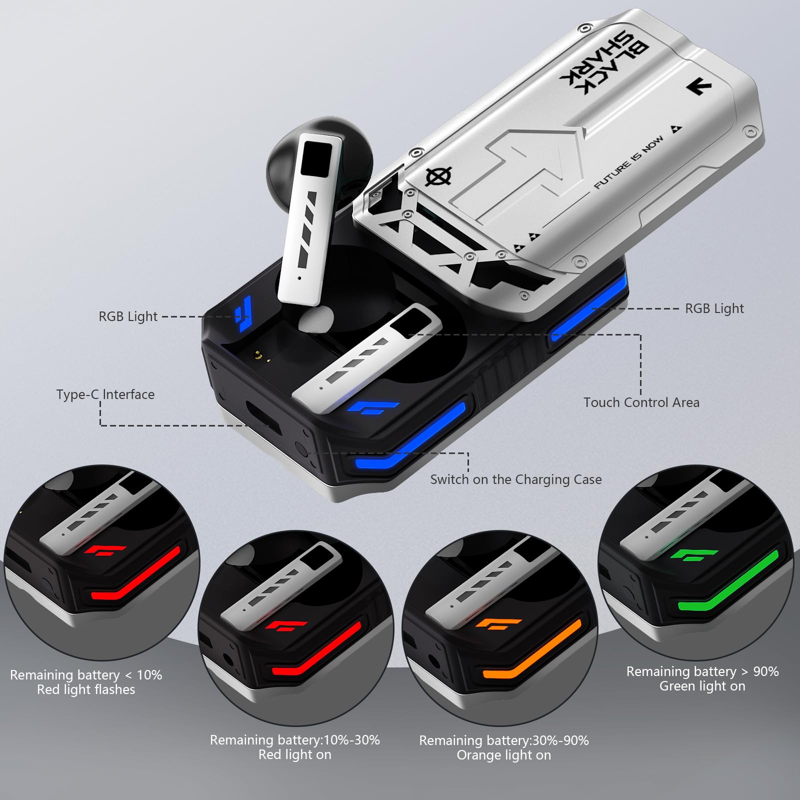 BLACK SHARK T11 WIRELESS GAMING EARBUDS GRAY BS-T11 thumbnail 6