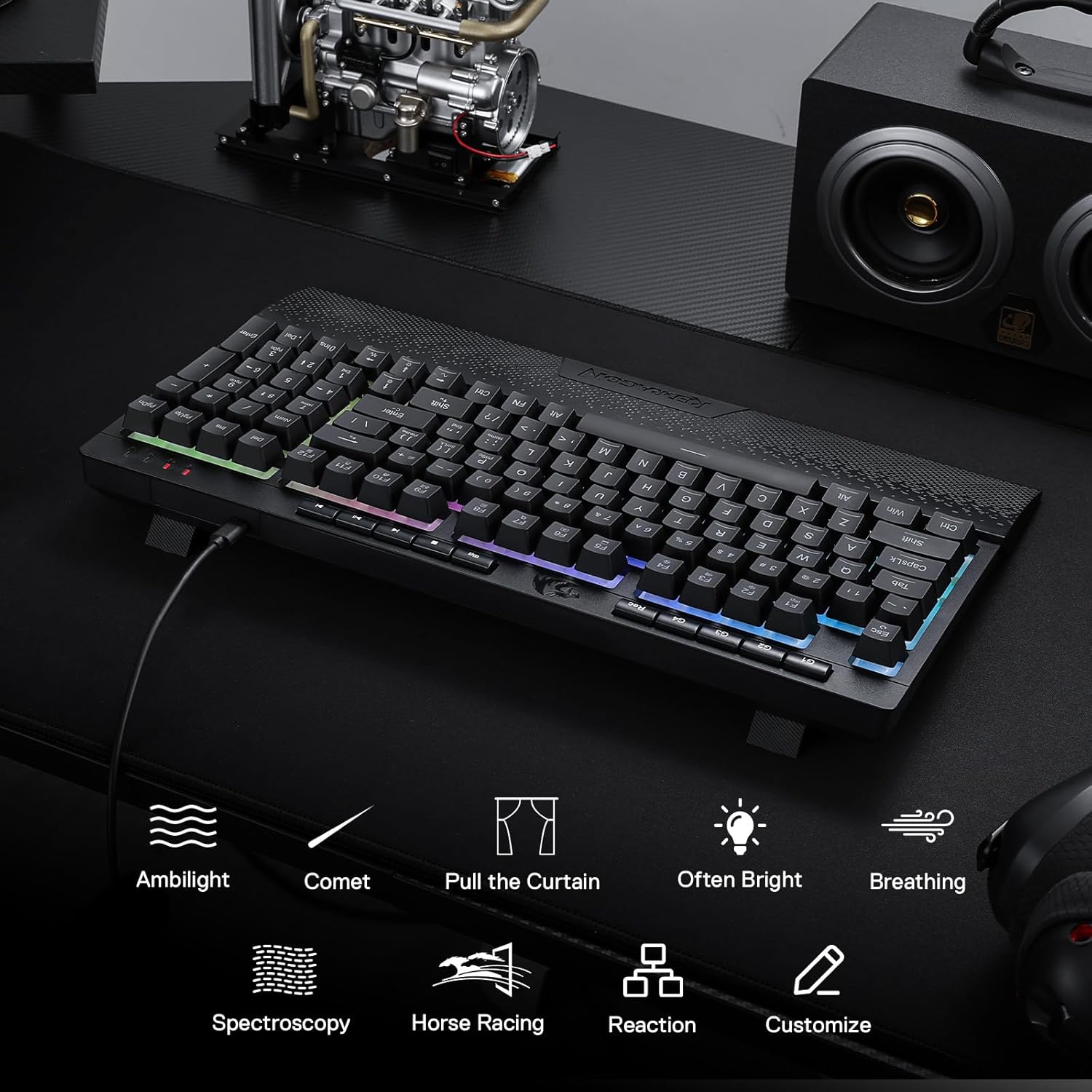 REDRAGON SHIVA 98 KEYS RGB WIRED GAMING KEYBOARD BLACK K515-RGB thumbnail 7