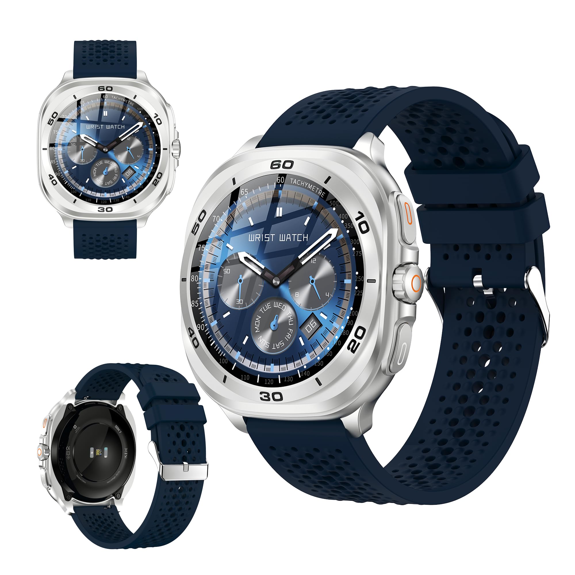 SWISS MILITARY DOM 7 SILVER FRAME WITH BLUE SILICONE STRAP SM-WCH-DOM7-SILF-BLUS thumbnail 3