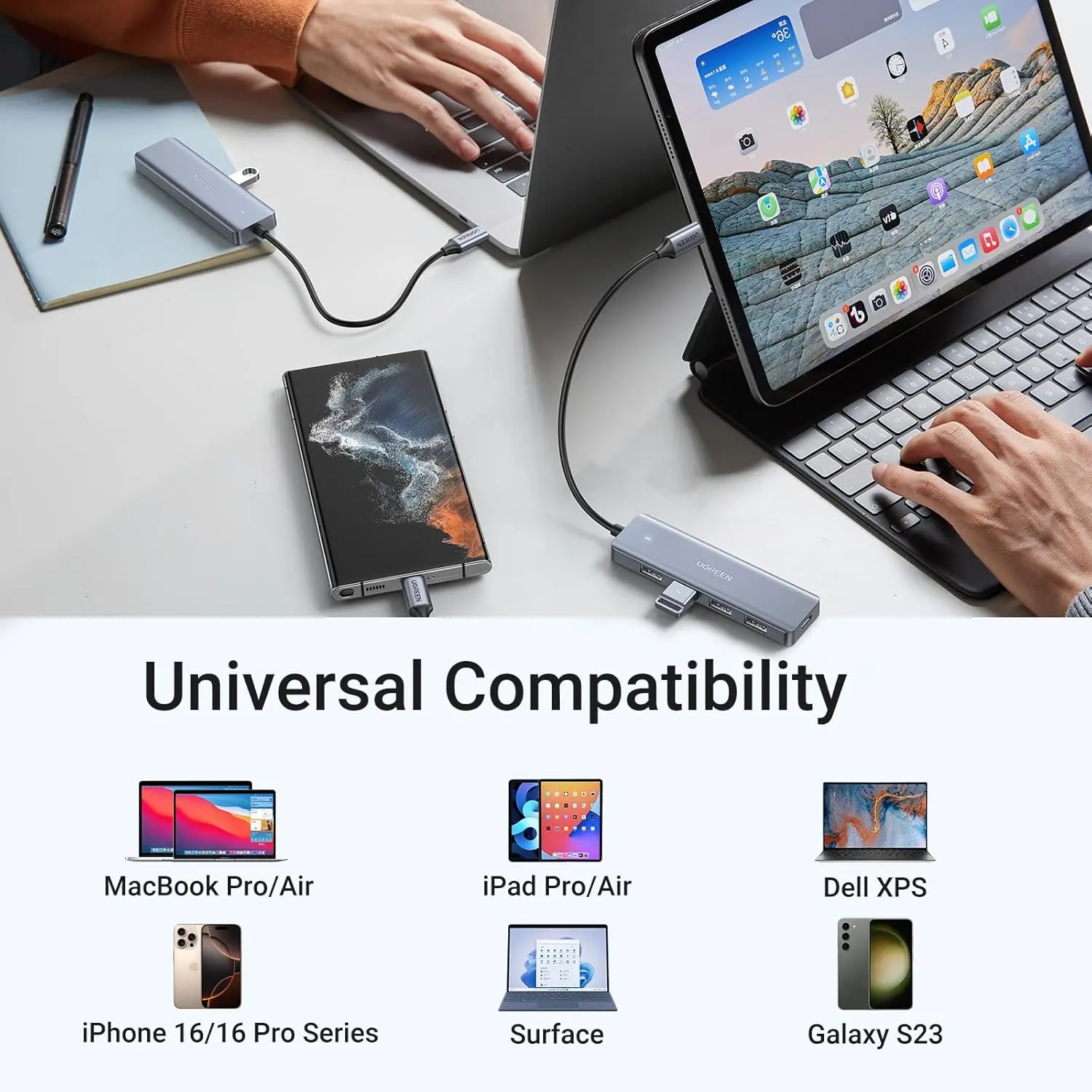 UGREEN 4-PORT USB3.0 HUB WITH MICRO USB POWER SUPPLY 70336 thumbnail 6