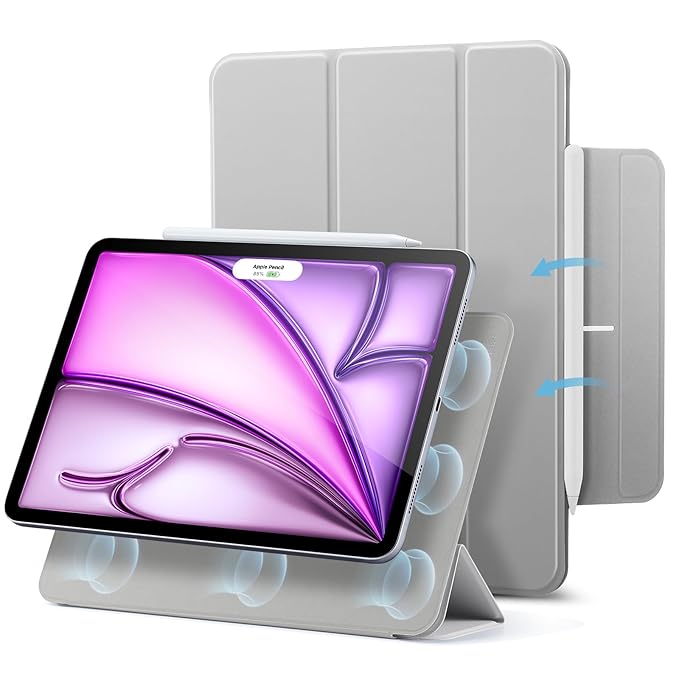 ESR ASCEND TRIFOLD CASE COMPATIBLE WITH IPAD AIR 13 2024 PRO 12.9 (6TH/5TH GEN) FROSTED GREY thumbnail 5