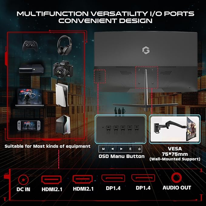 GAMEON 27-INCH CURVED QHD 180HZ 0.5MS HDMI 2.1 VA PANEL GAMING MONITOR GOC27Q180VA thumbnail 4