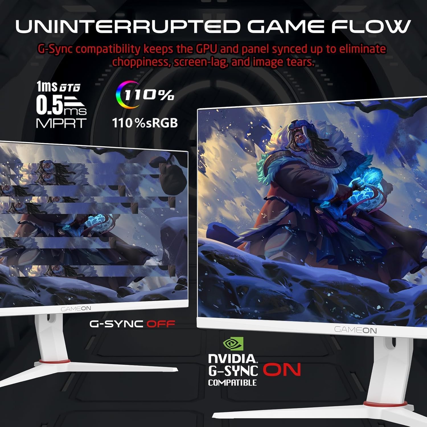 GAMEON 27 INCH ARTIC PRO GAMING MONITOR 180HZ FHD GOA27FHD thumbnail 3