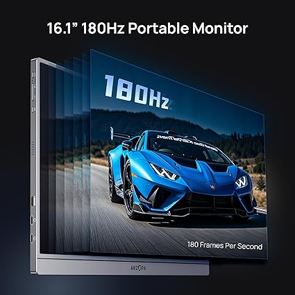 ARZOPA 16 INCH ULTRA SLIM180HZ 2560X1440 QHD PORTABLE GAMING MONITOR BUNDLE BLACK Z3FC thumbnail 4