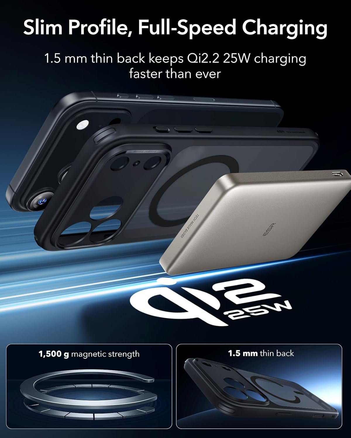 ESR CLASSIC HYBRID MAGNETIC CASE CAM CONTROL COMPATIBLE WITH IPHONE 17 PRO CLEAR BLACK thumbnail 5