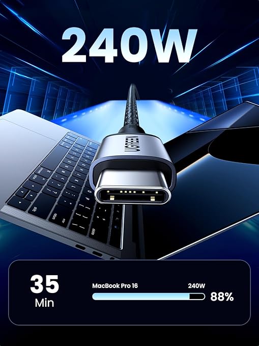 UGREEN USB-C TO USB-C CABLE 240W ALUMINUM CASE WITH BRAID 2M SPACE GRAY 90440 thumbnail 2