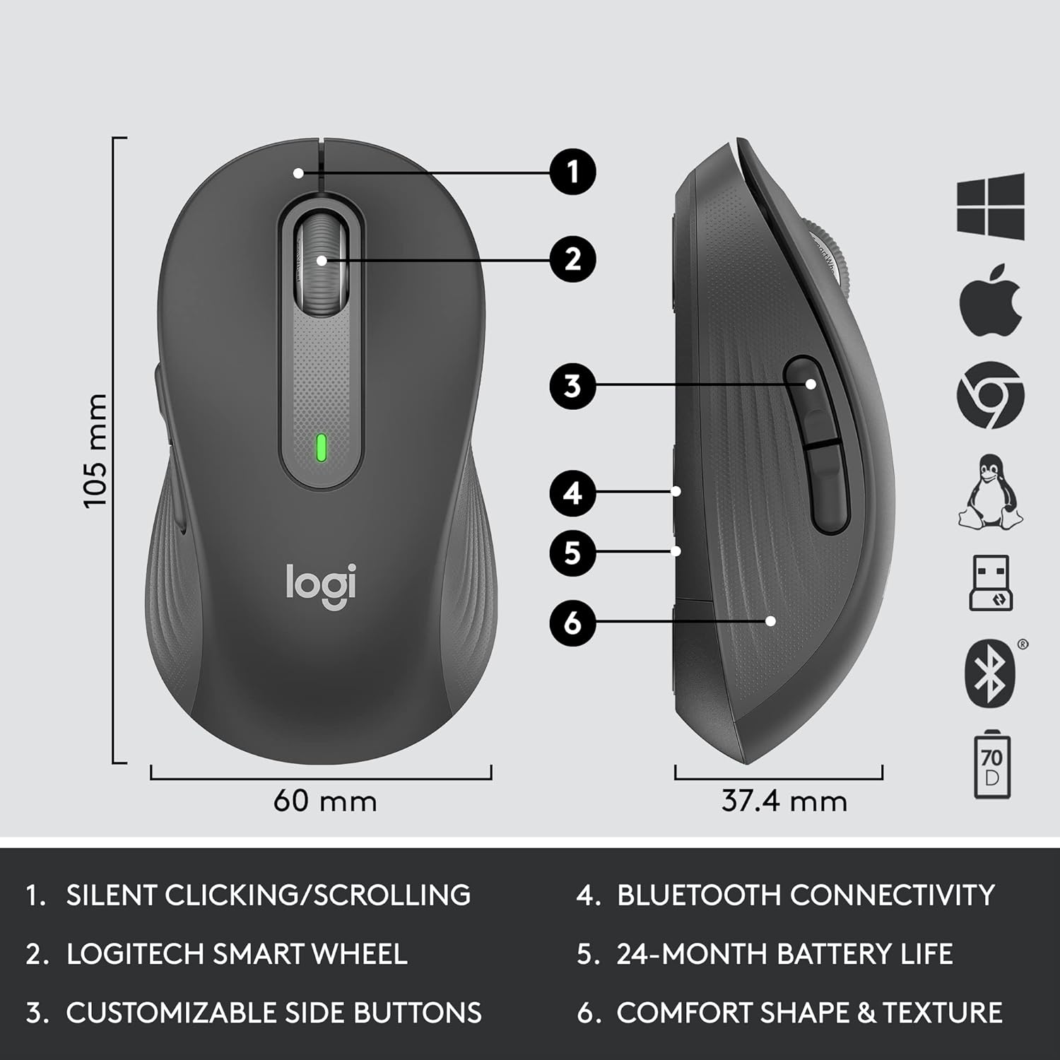 LOGITECH SIGNATURE MK650 COMBO FOR BUSINESS ARB GRAPHITE 920-011003 thumbnail 8