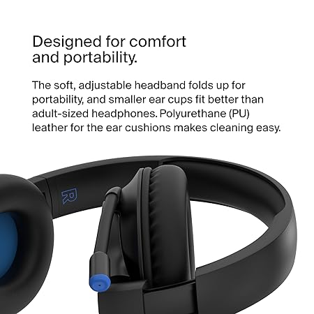 BELKIN SOUNDFORM INSPIRE WIRELESS OVER EAR HEADSET FOR KIDS BLACK AUD006BTBLK thumbnail 6