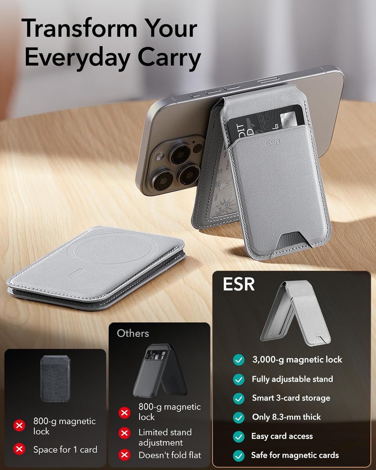 ESR HALOLOCK MAGNETIC VEGAN LEATHER WALLET STAND thumbnail 3