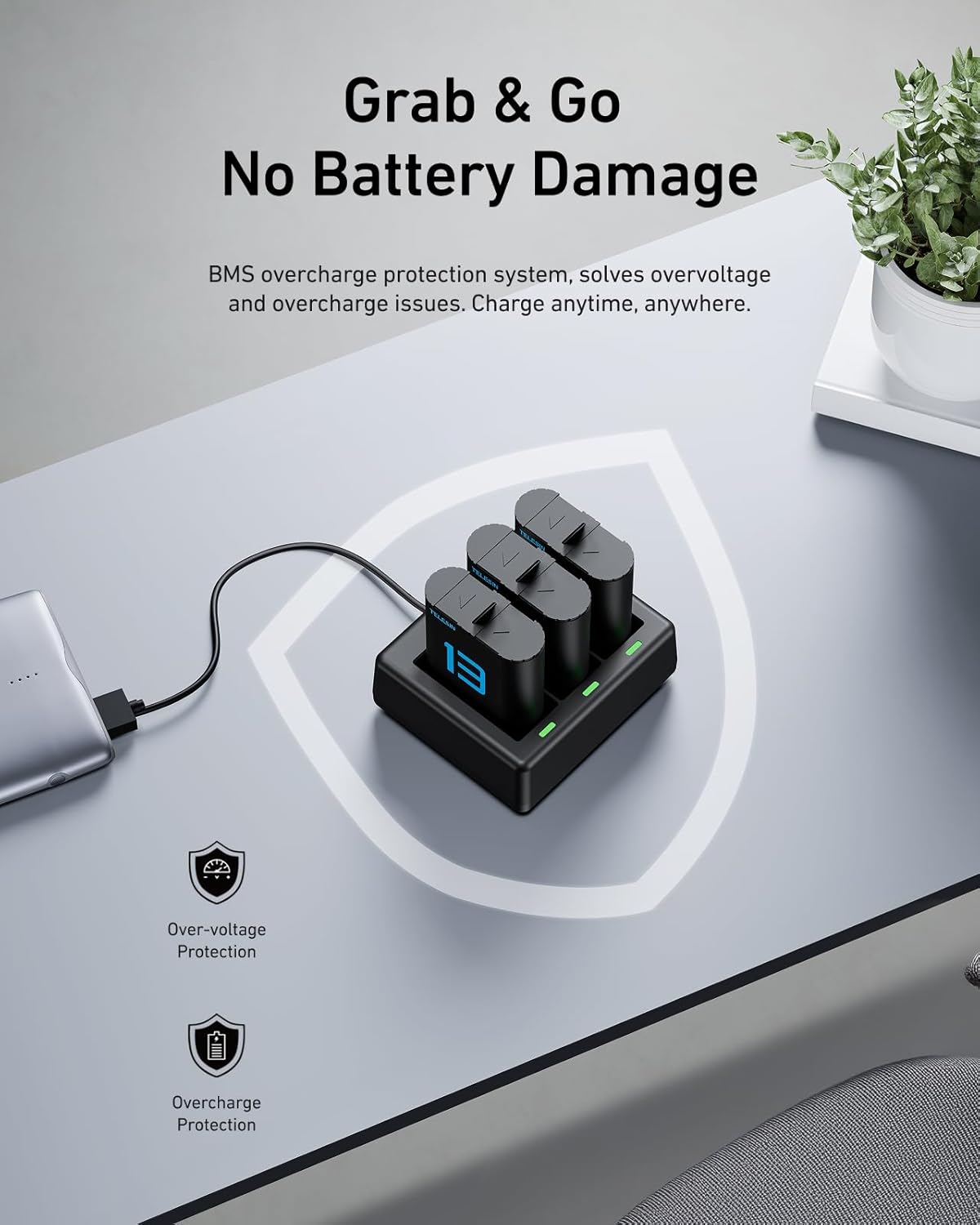 TELESIN GOPRO HERO 13 BATTERY CHARGER BOX WITH 2 BATTERIES S0-ECB-07-TGP thumbnail 5