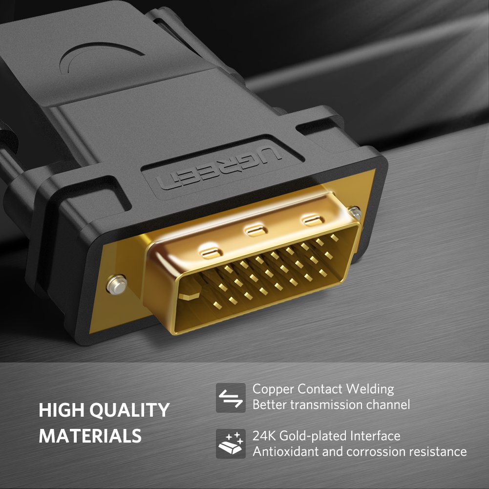 UGREEN DVI 24+1 MALE TO HDMI FEMALE ADAPTER BLACK 20124 thumbnail 6