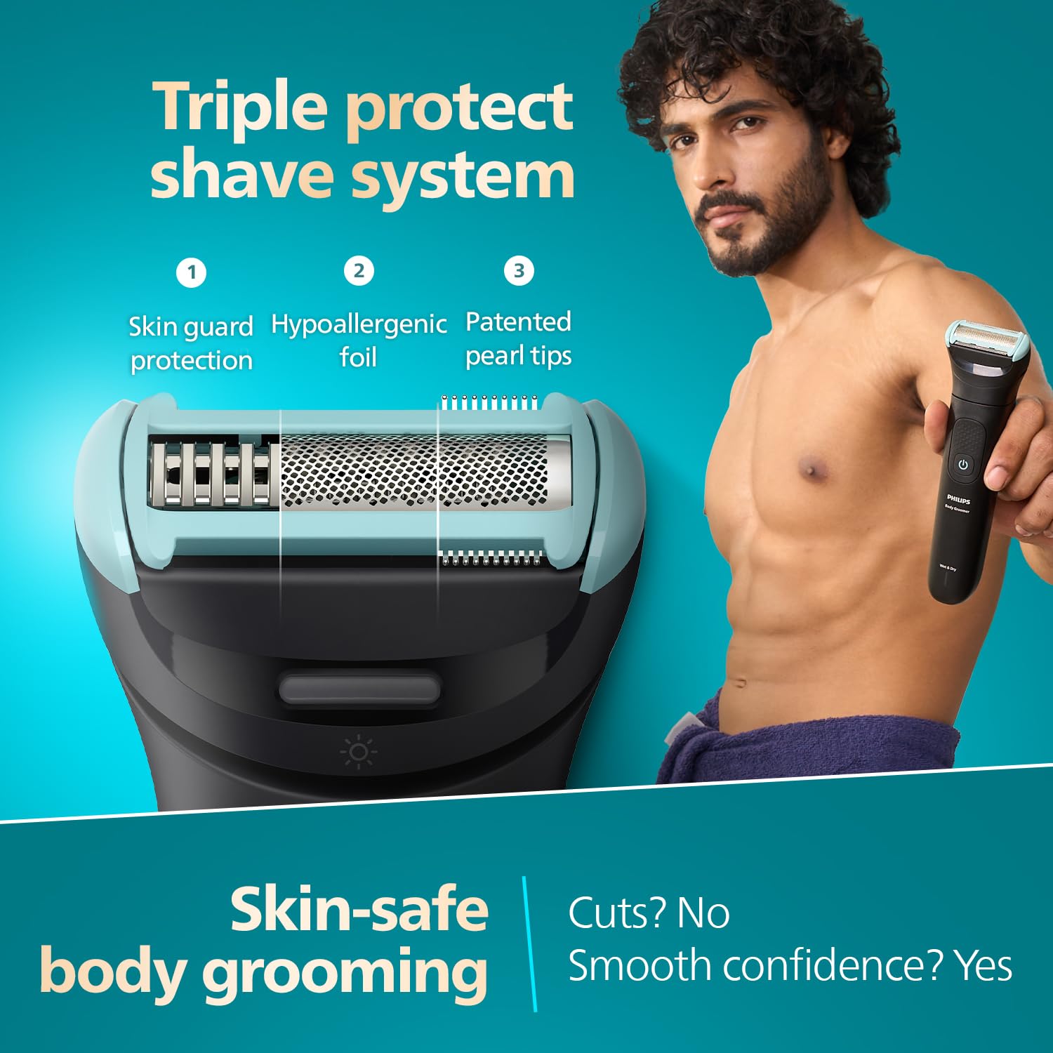 PHILIPS BODYGROOMER 7000 SERIES 2D FLEXING HEAD SHAVER BLACK BG747015 thumbnail 4