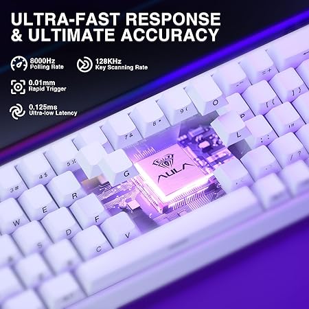 AULA 68 KEYS RGB 65% WIRED MECHANICAL GAMING KEYBOARD  METEOR SWITCH WHT-GRY-BL HERO68HE thumbnail 7