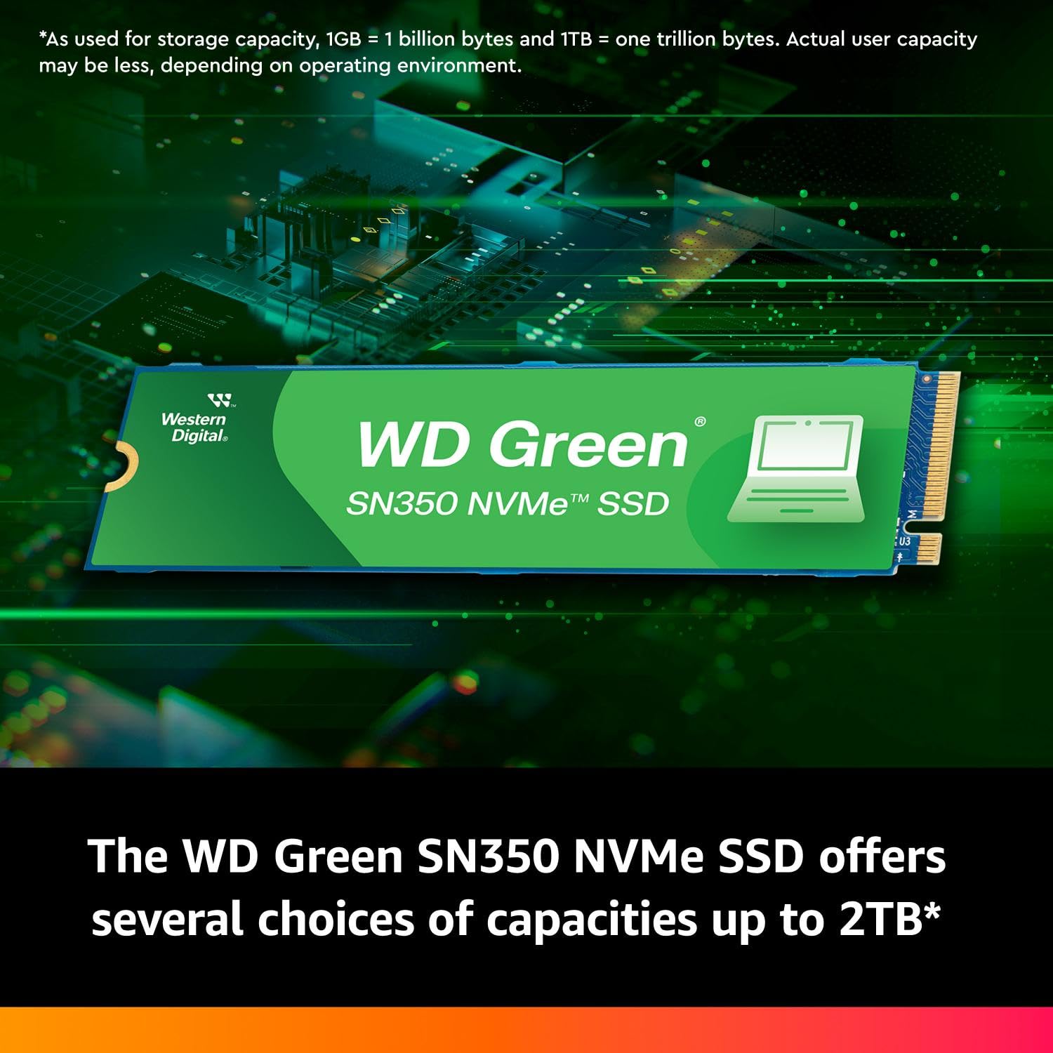 WD INTERNAL SSD 500GB SN350 M.2 NVME 2280 PCIE GEN 4 GREEN WDS500G2G0C-00CDH0 thumbnail 3