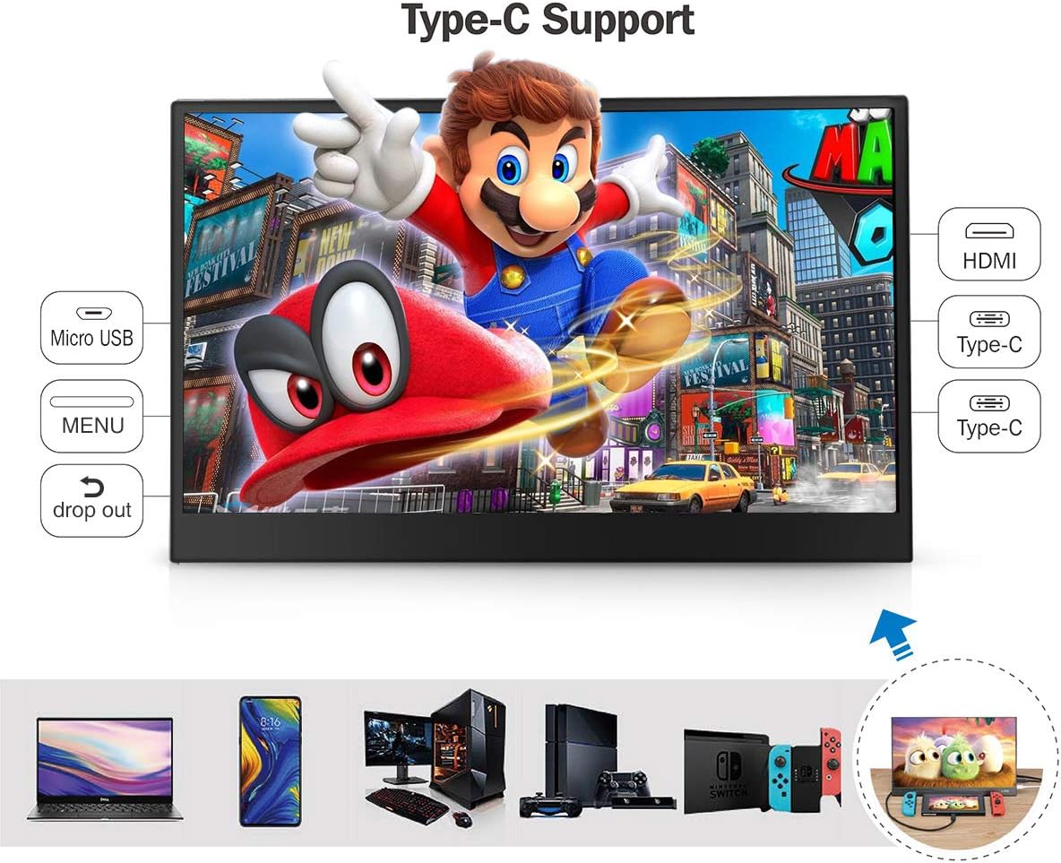 ANMITE 15.6 INCH IPS FULL HD METAL BODY PORTABLE MONITOR A156W02 thumbnail 5
