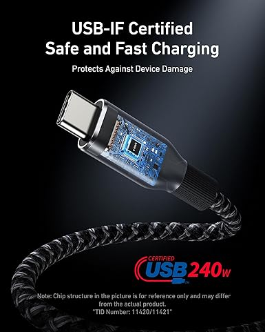 ANKER PRIME USB C TO USB C CABLE 3FT 240W BLK A88E2011 thumbnail 8