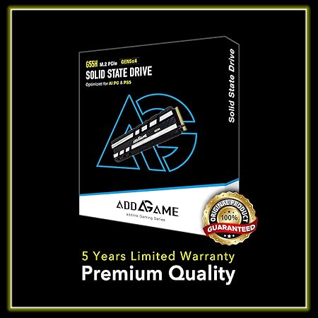 ADDLINK G55H M2 2280 PCIE GEN5 NVME GEN 5X4 1TB SSD WITH HEATSINK BLACK AD1TBG55HM2P thumbnail 2