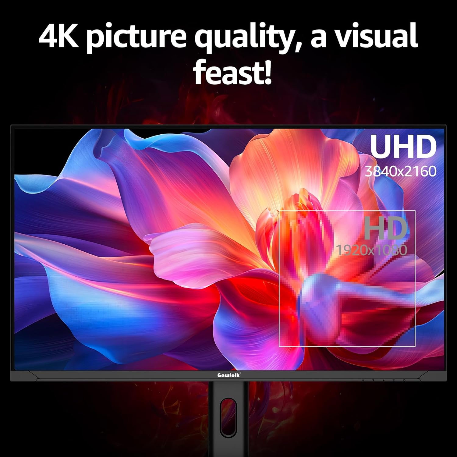 GAWFOLK 27 INCH 4K 160HZ 3840*2160 FLAT MONITOR BLACK/WHITE GF270J thumbnail 3