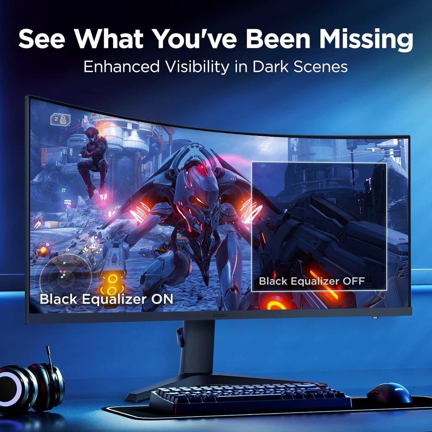 KOORUI 34 INCH UHD 3440X1440 240HZ 1MS VA PANEL GAMING MONITOR G3441XC thumbnail 6