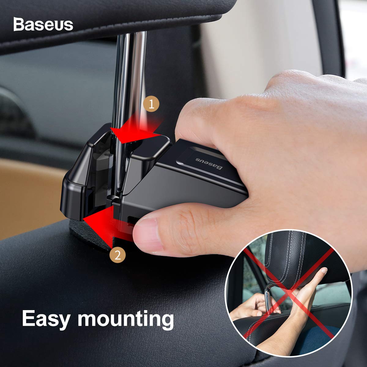 BASEUS BACKSEAT MULTIANGLE ADUSTMENT CAR MOUNT HOLDER BLACK SUHZ-01 thumbnail 6