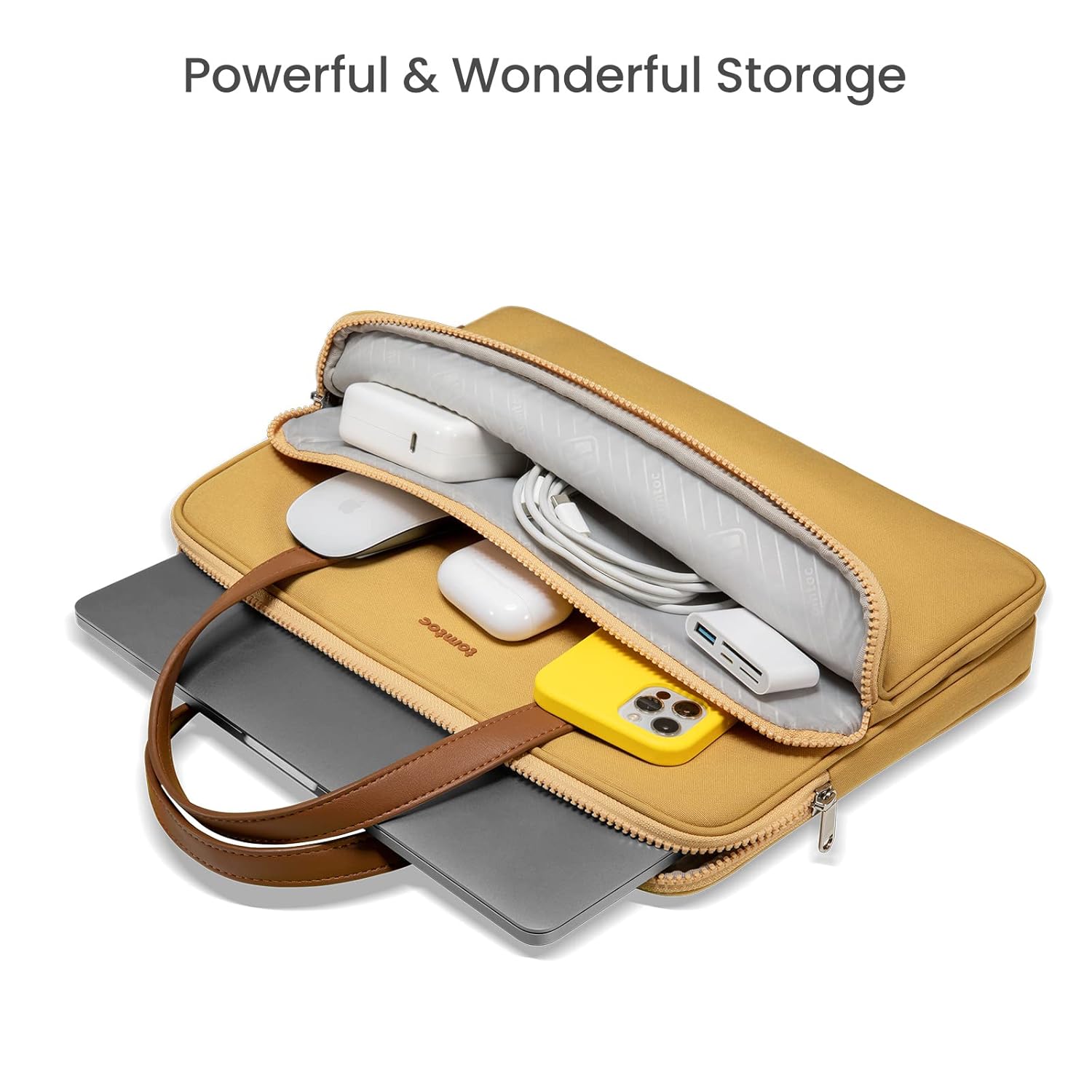 TOMTOC VERSATILE A11 14 INCH LAPTOP HANDBAG YELLOW A11D3Y1 thumbnail 2