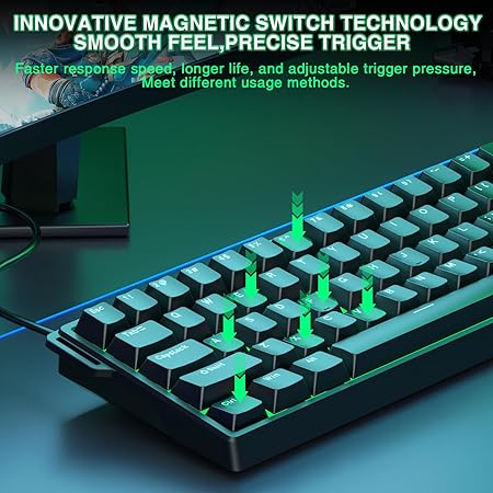 AULA 60 KEYS RGB 60% WIRED MECHANICAL GAMING KEYBOARD GRAYWOOD MAGNETIC SWITCH BLACK WIN60 thumbnail 7
