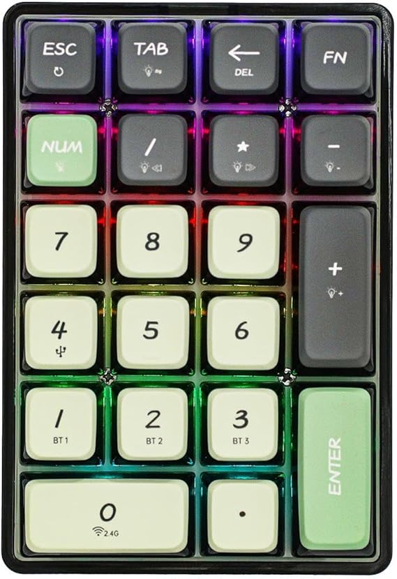 LEOBOG 21 KEYS RGB 75% CUSTOM MECHANICAL NUMPAD TRI-MODE ICE SOUL SWITCH K21 COCONUT COFFEE