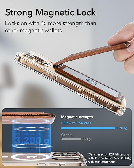 ESR MAGNETIC WALLET WITH MAGSAFE GRIP STAND CASE BROWN thumbnail 8