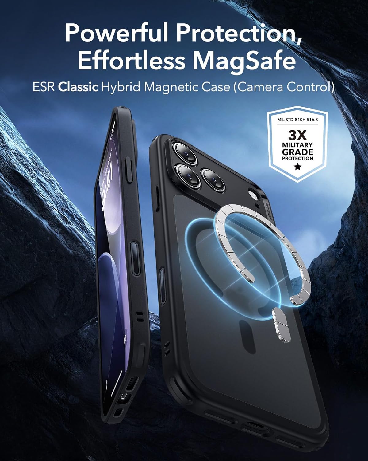 ESR CLASSIC HYBRID MAGNETIC CASE CAM CONTROL COMPATIBLE WITH IPHONE 17 PRO CLEAR BLACK thumbnail 2