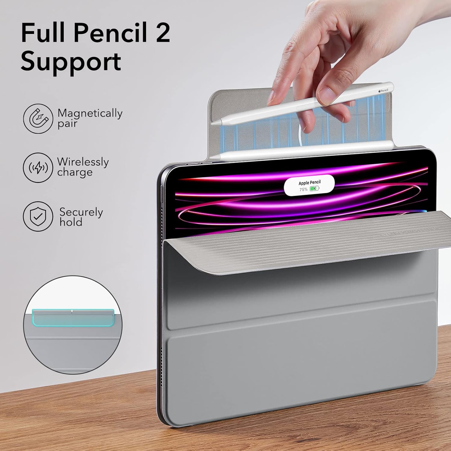 ESR REBOUND MAGNETIC CASE COMPATIBLE WITH IPAD AIR 13 INCH PRO 12.9 (6TH/5TH/4TH GEN) GRAY thumbnail 5