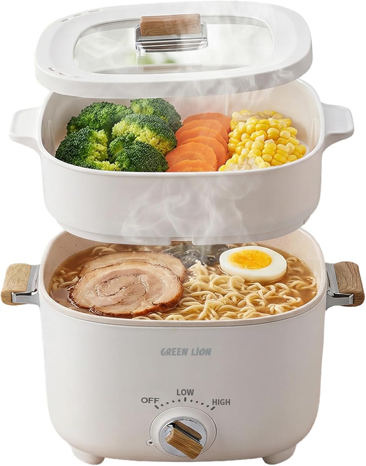 GREEN LION MULTI-POT ELECTRIC COOKER 2.5L 1000W WHITE GNMLTPTECWH thumbnail 2