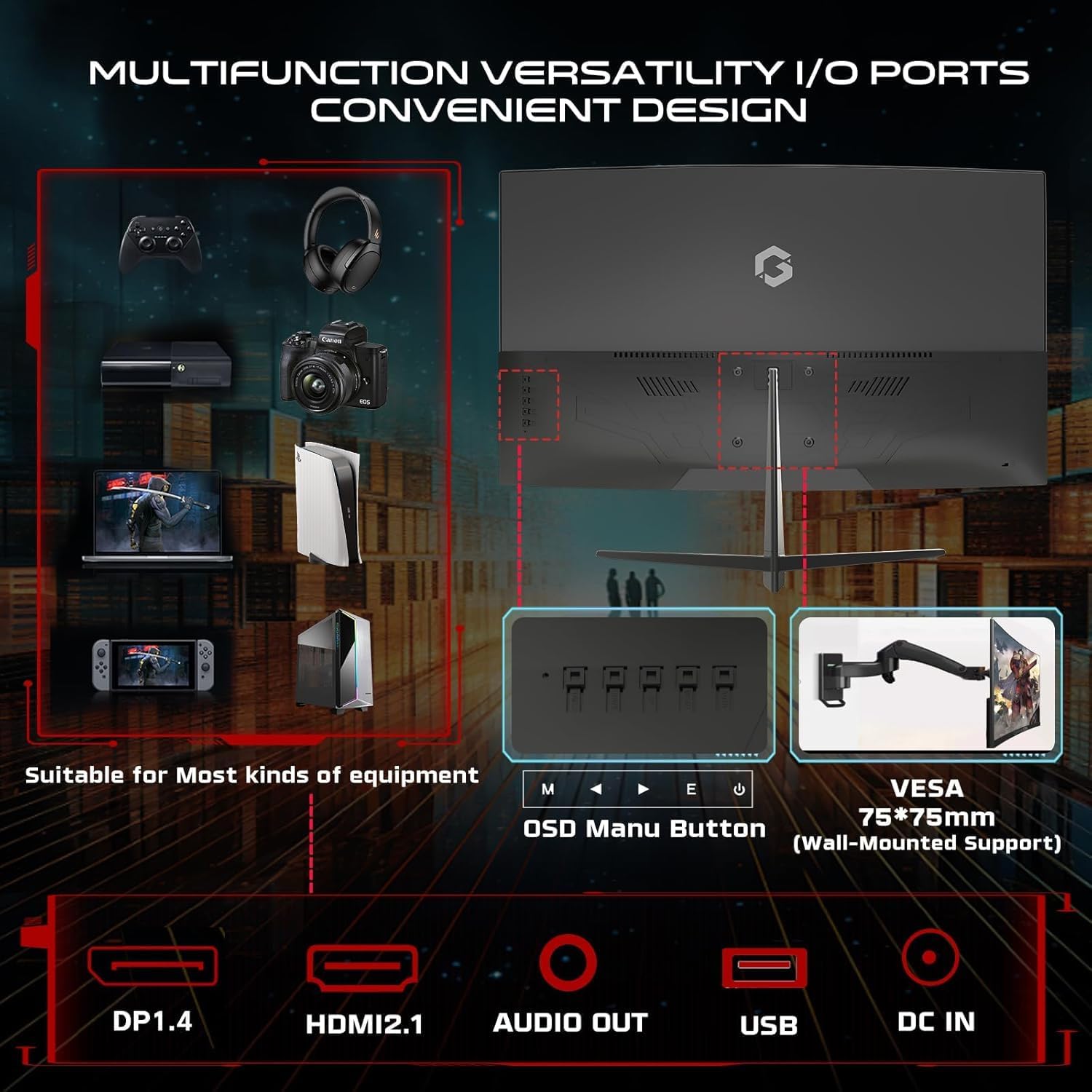 GAMEON 27 INCH FHD 180HZ 0.5MS VA PANEL CURVED GAMING MONITOR GOC27F180VA thumbnail 4