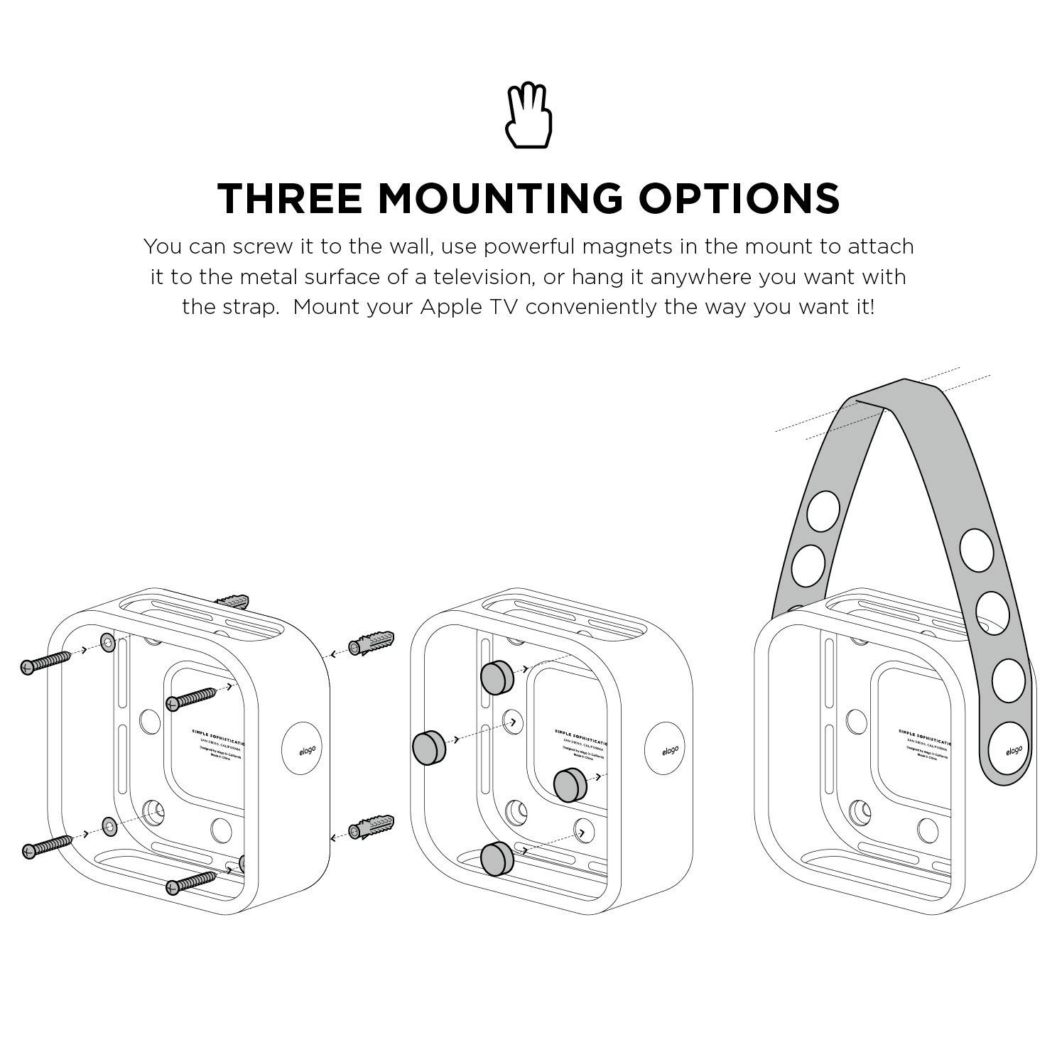 ELAGO MULTI MOUNT APPLE TV CASE EST-ATV-BK thumbnail 3